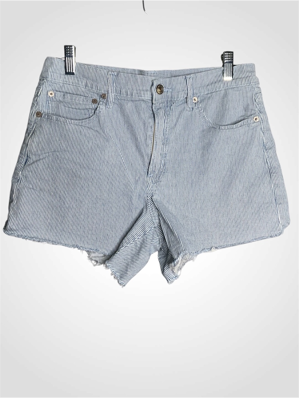 American Eagle Outfitters Blue Pinstripe Denim Stretch Perfect Shorts Size 6